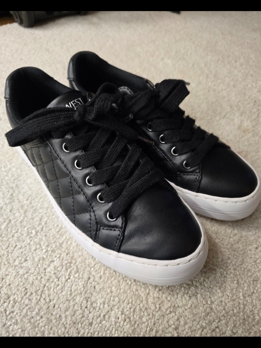 Nine West Black Platform Lace-Up Sneakers with White Soles